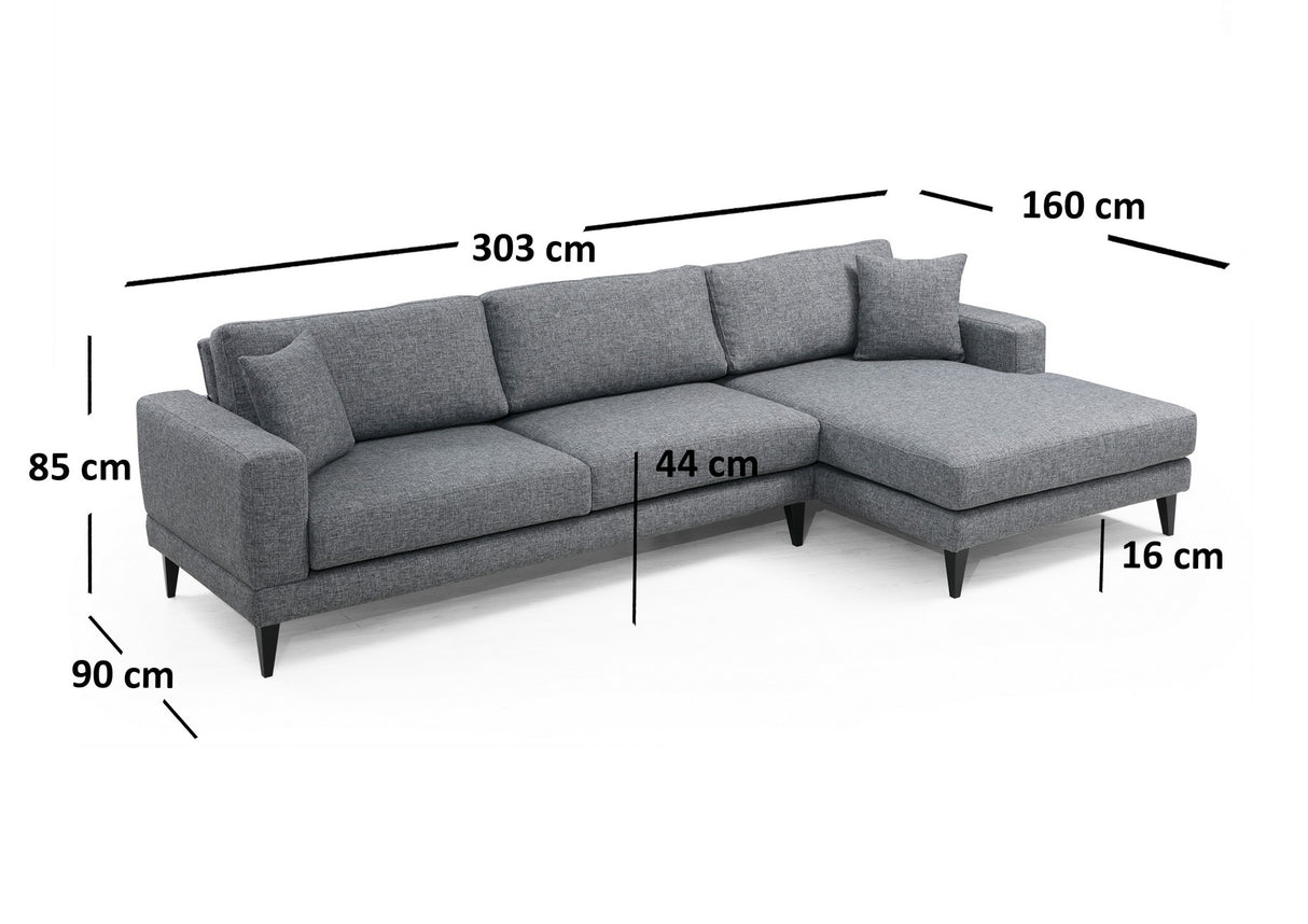 Ecksofa mit Schlaffunktion Right Nordic Dark Grey