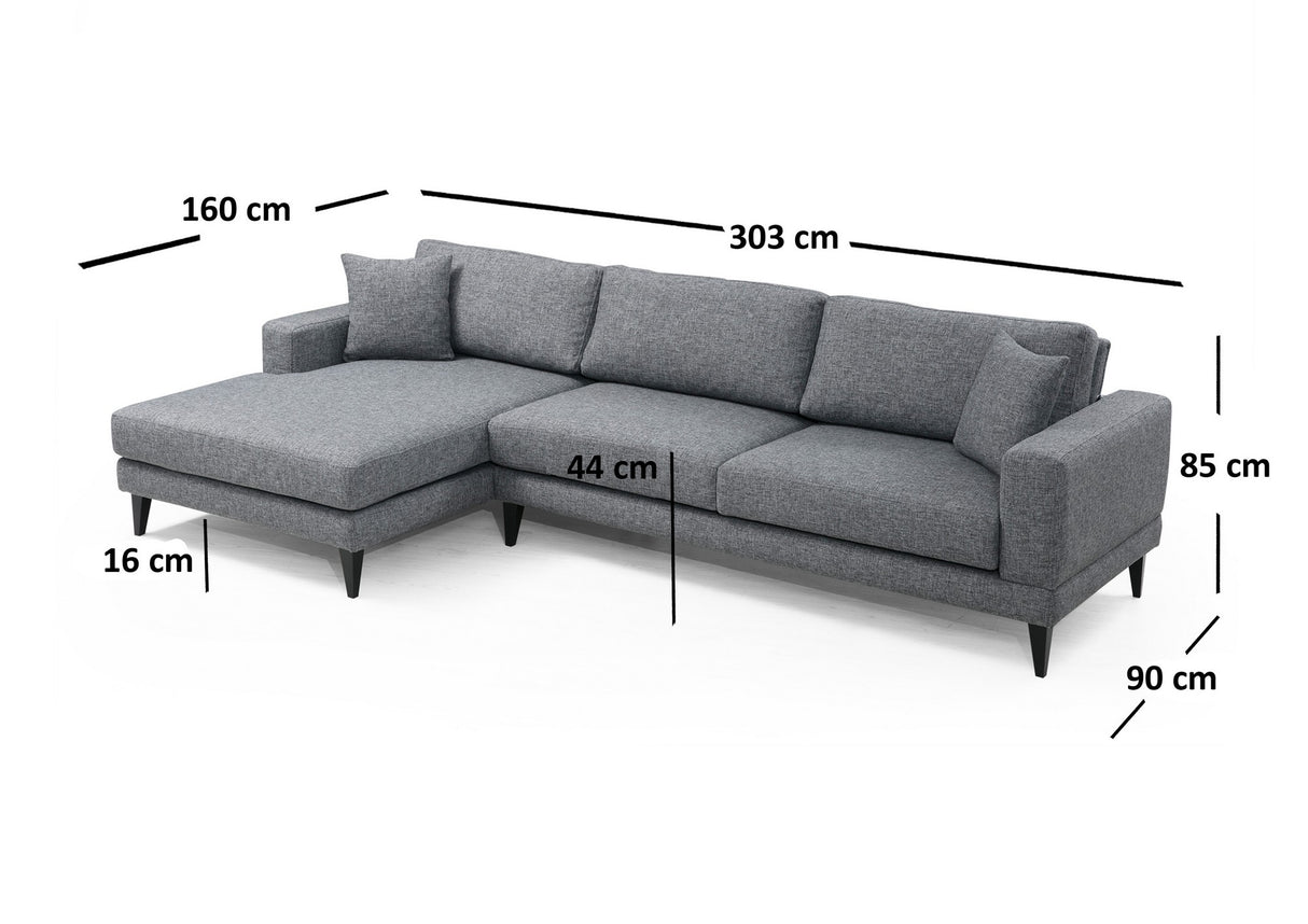 Ecksofa mit Schlaffunktion Links Nordic Dark Grey