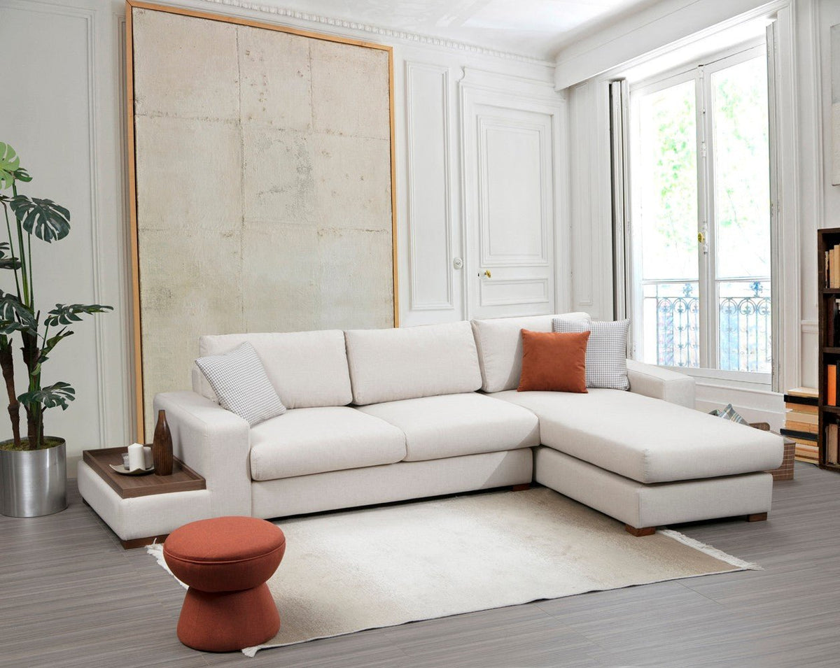 Banken - Ecksofa Rechte Schleife Beige - Mit Tisch - Dimehouse