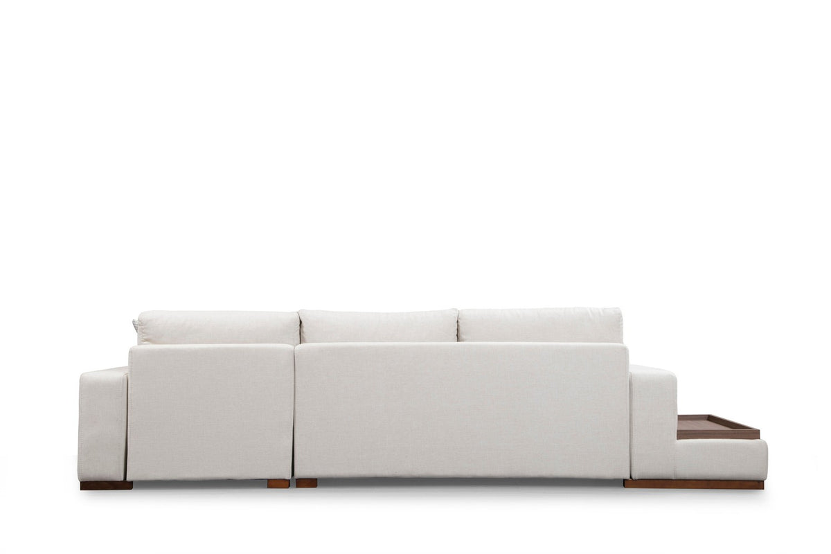 Banken - Ecksofa Rechte Schleife Beige - Mit Tisch - Dimehouse