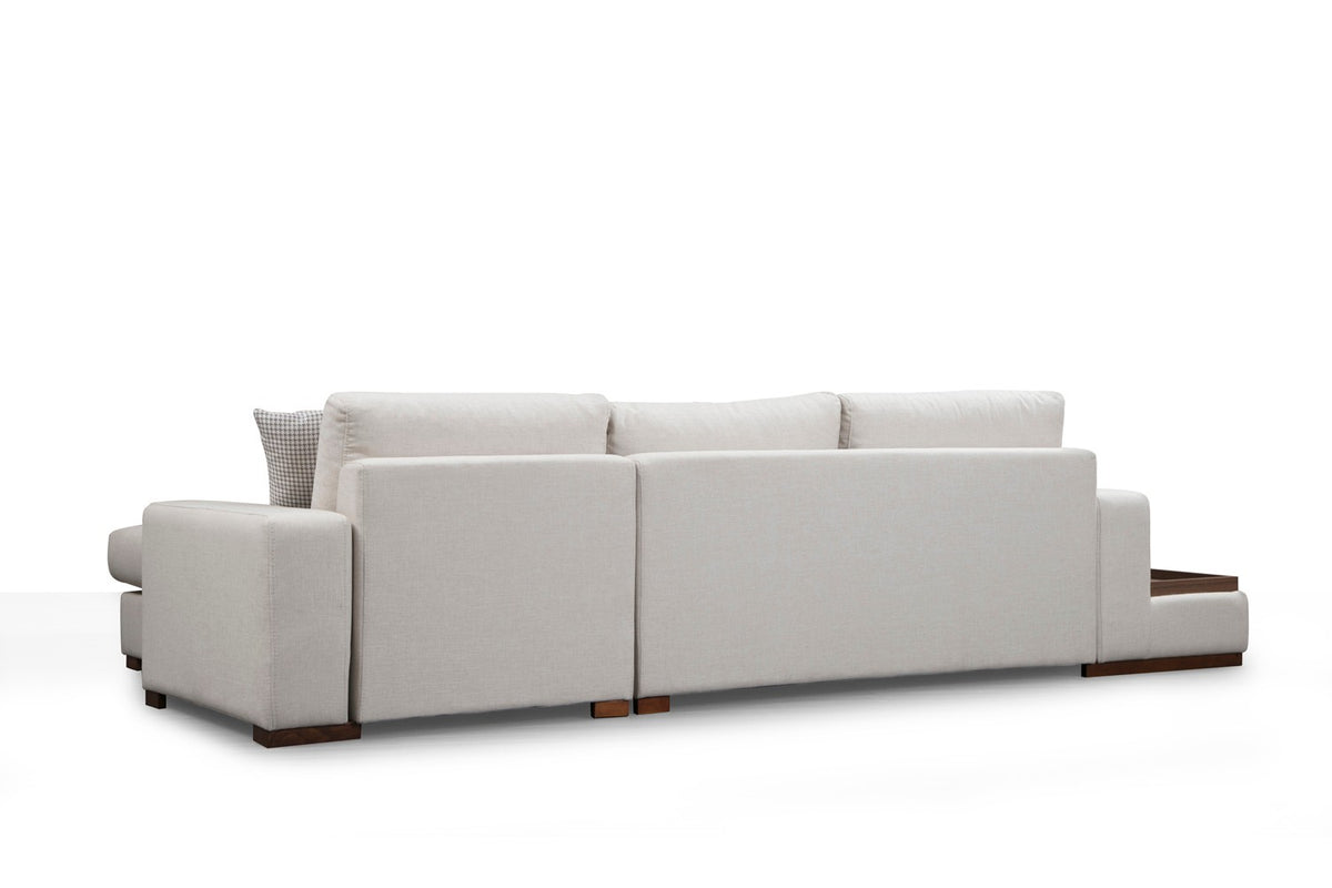 Banken - Ecksofa Rechte Schleife Beige - Mit Tisch - Dimehouse