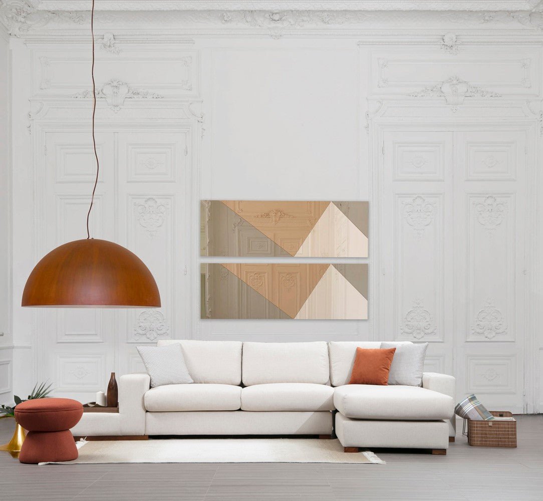 Banken - Ecksofa Rechte Schleife Beige - Mit Tisch - Dimehouse