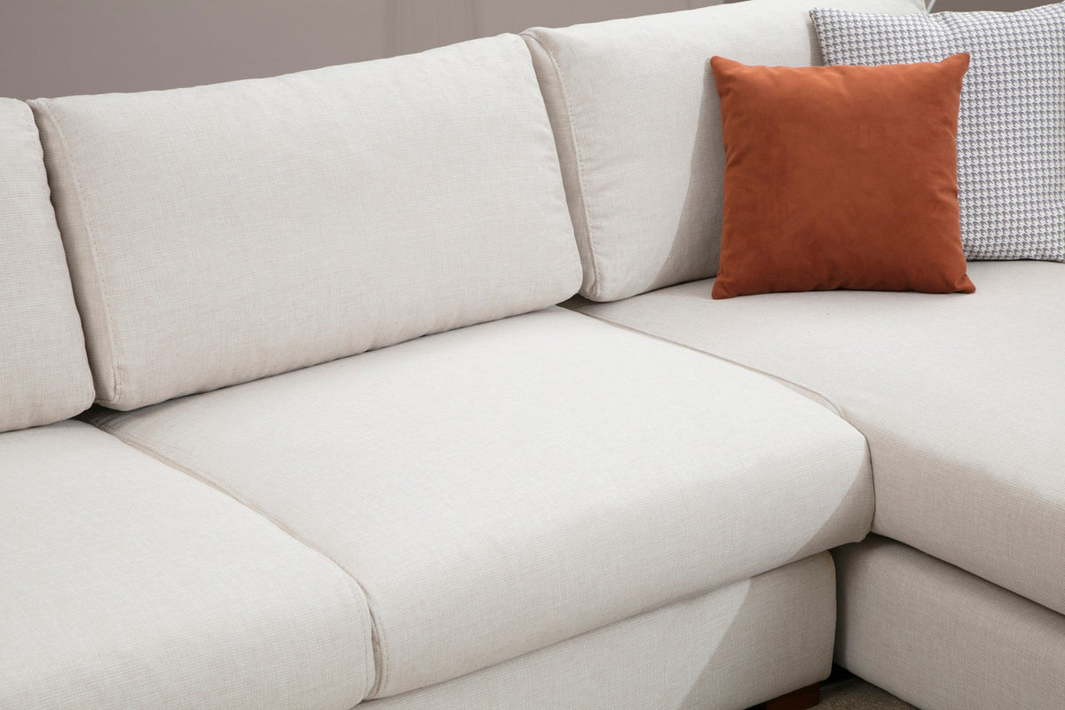 Banken - Ecksofa Rechte Schleife Beige - Mit Tisch - Dimehouse