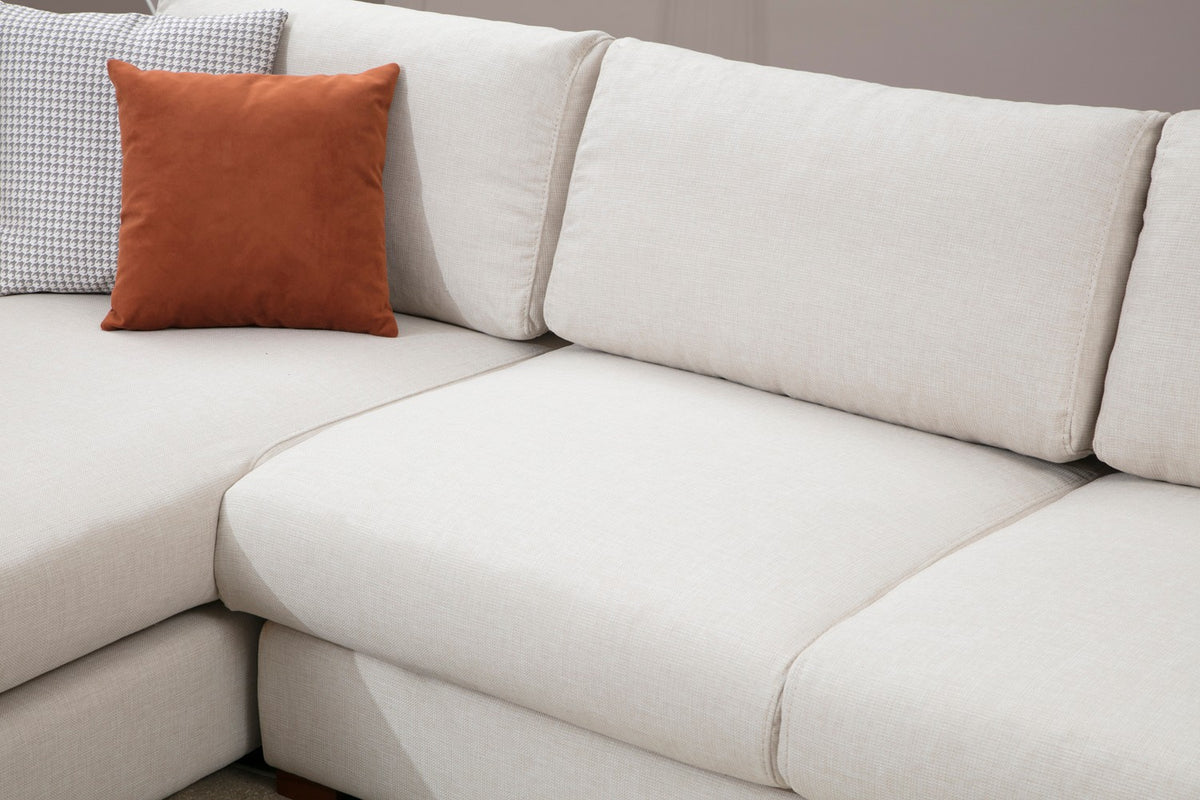 Banken - Ecksofa Rechte Schleife Beige - Mit Tisch - Dimehouse