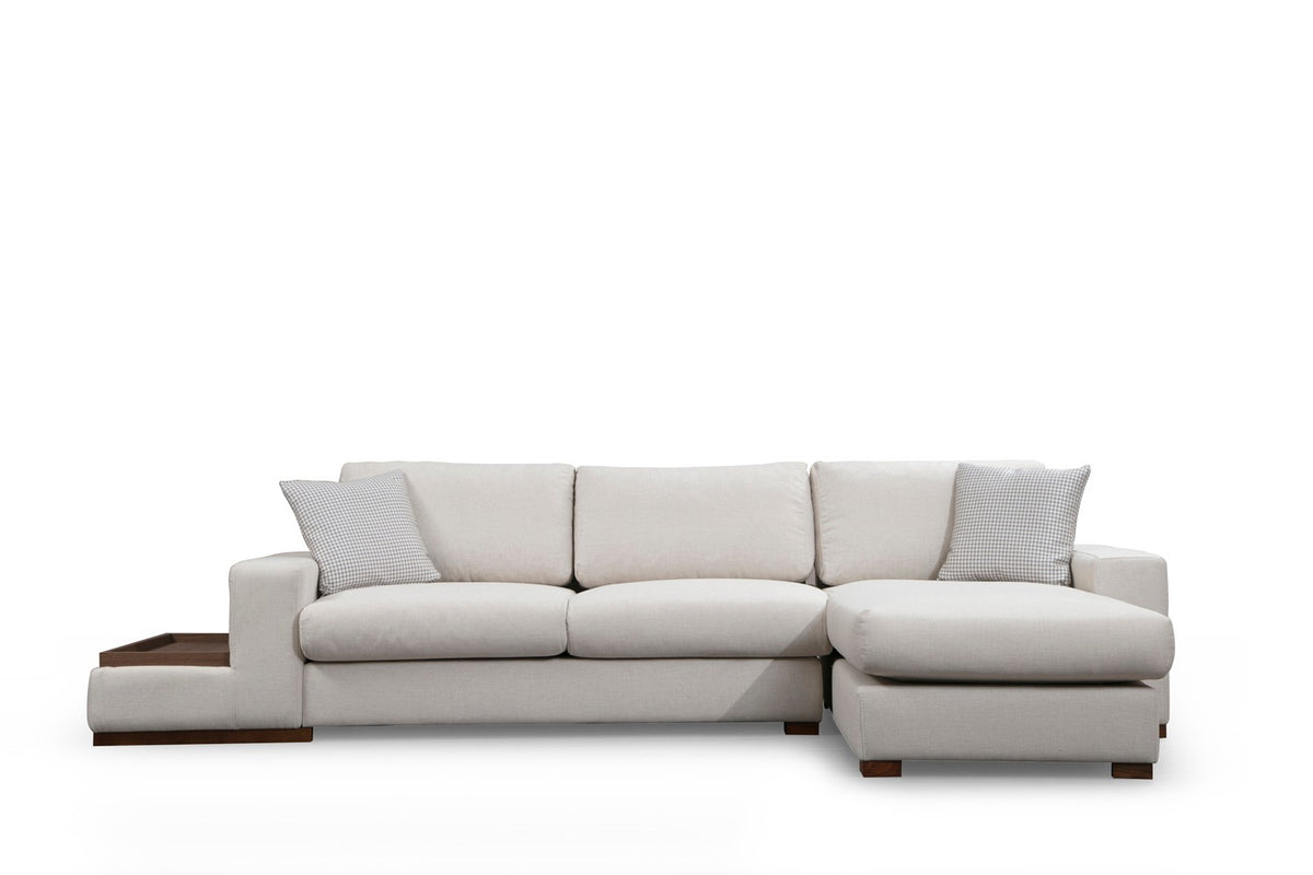 Banken - Ecksofa Rechte Schleife Beige - Mit Tisch - Dimehouse