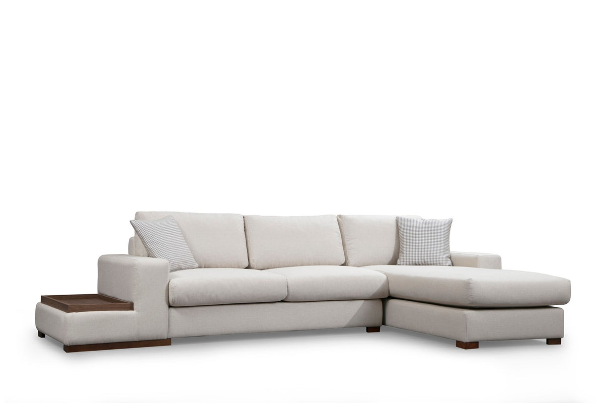 Banken - Ecksofa Rechte Schleife Beige - Mit Tisch - Dimehouse