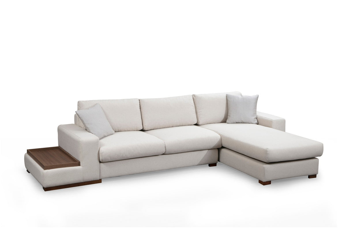 Banken - Ecksofa Rechte Schleife Beige - Mit Tisch - Dimehouse