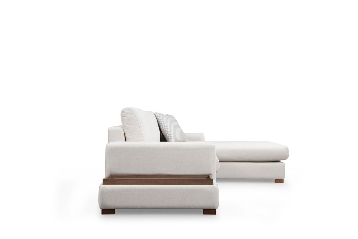 Banken - Ecksofa Rechte Schleife Beige - Mit Tisch - Dimehouse
