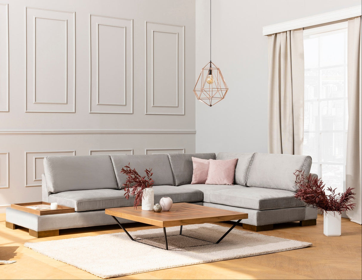 Rechtes Ecksofa Tulip Light Grey