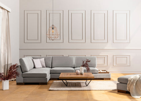 Ecksofa Links Tulpe Hellgrau - Mit Hocker