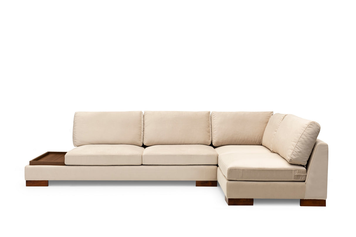 Ecksofa Rechts Tulip Beige - Mit Hocker