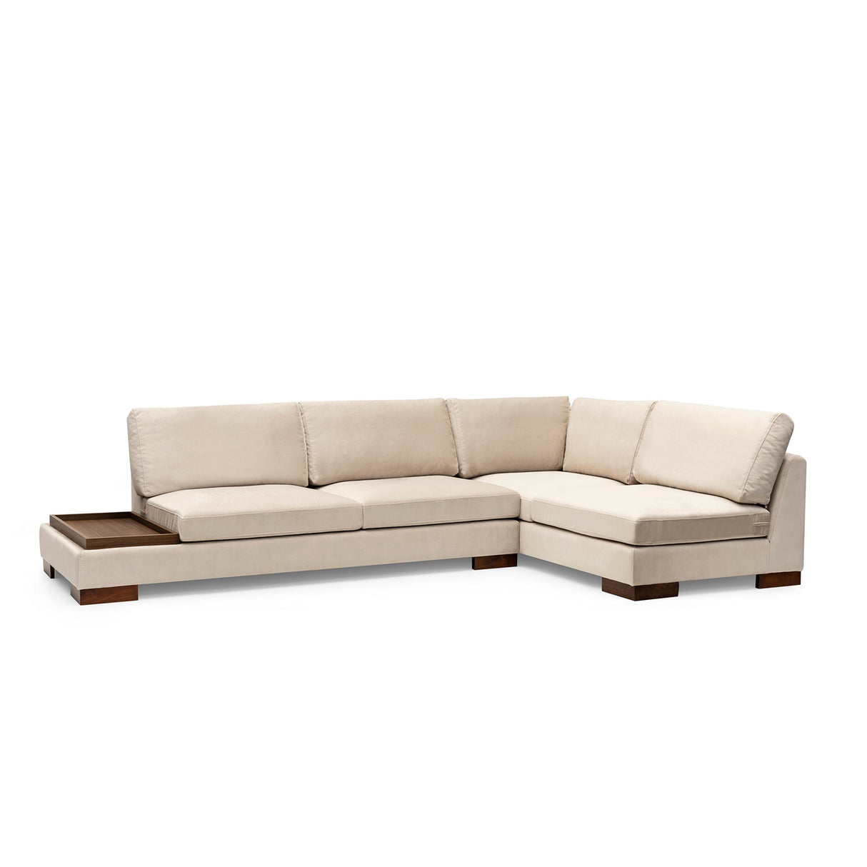 Ecksofa Rechts Tulip Beige - Mit Hocker