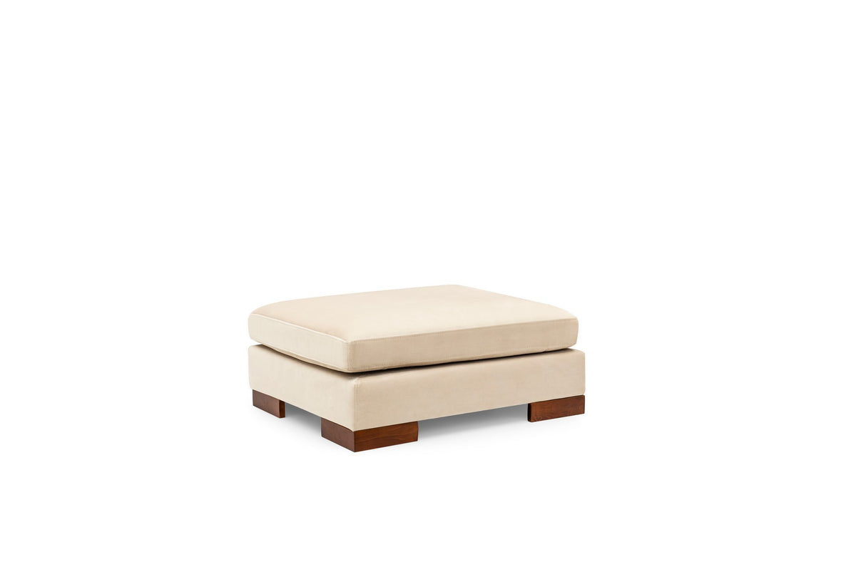 Ecksofa Links Tulpe Beige - Mit Hocker