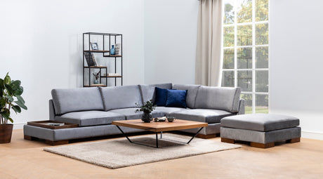 Ecksofa Rechts Tulip Dunkelgrau - Mit Hocker