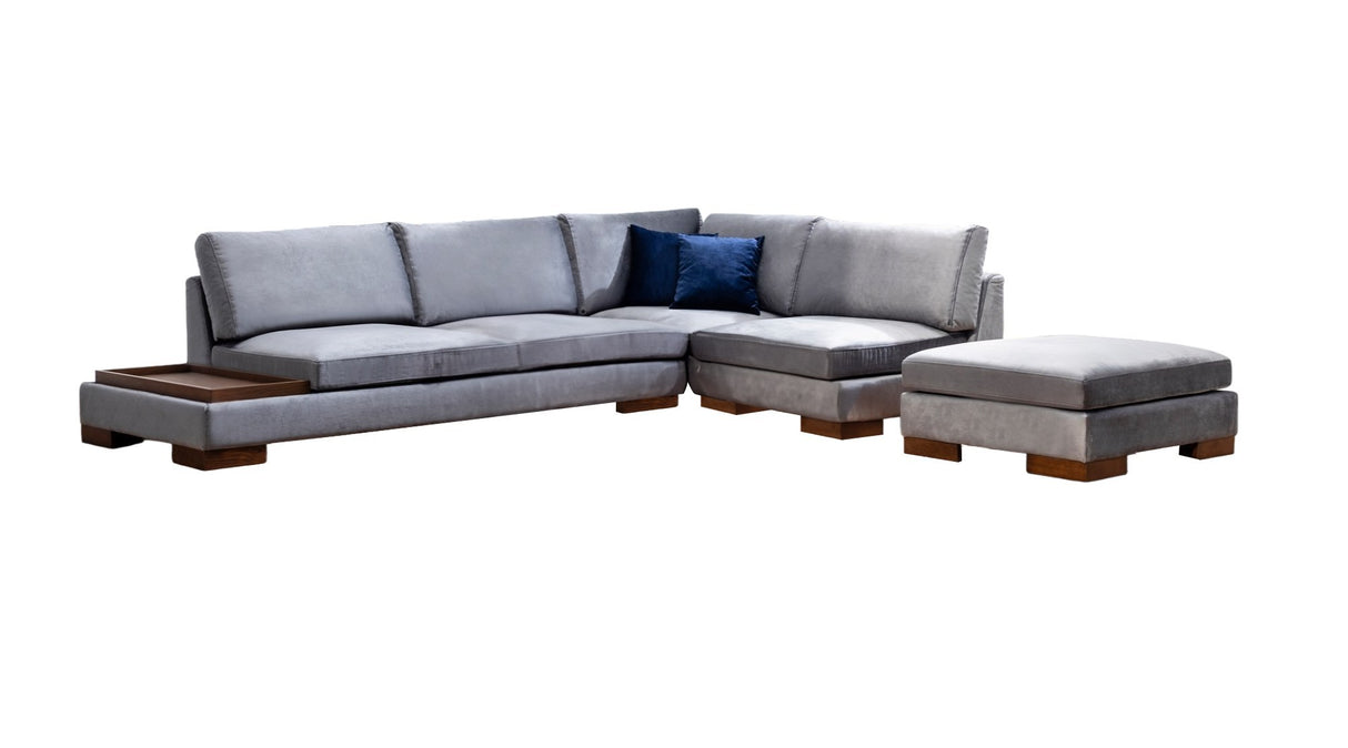 Ecksofa Rechts Tulip Dunkelgrau - Mit Hocker