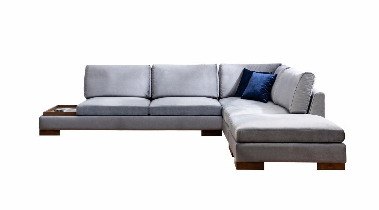 Ecksofa Rechts Tulip Dunkelgrau - Mit Hocker