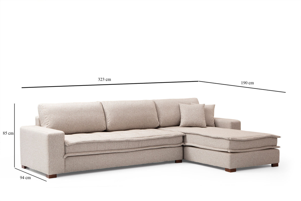 Ecksofa Lena Sand Beige Rechts