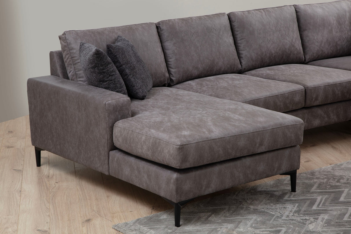 U-Bank Ecksofa Anthrazit Stoff 314x200 cm – Rechts – Porto