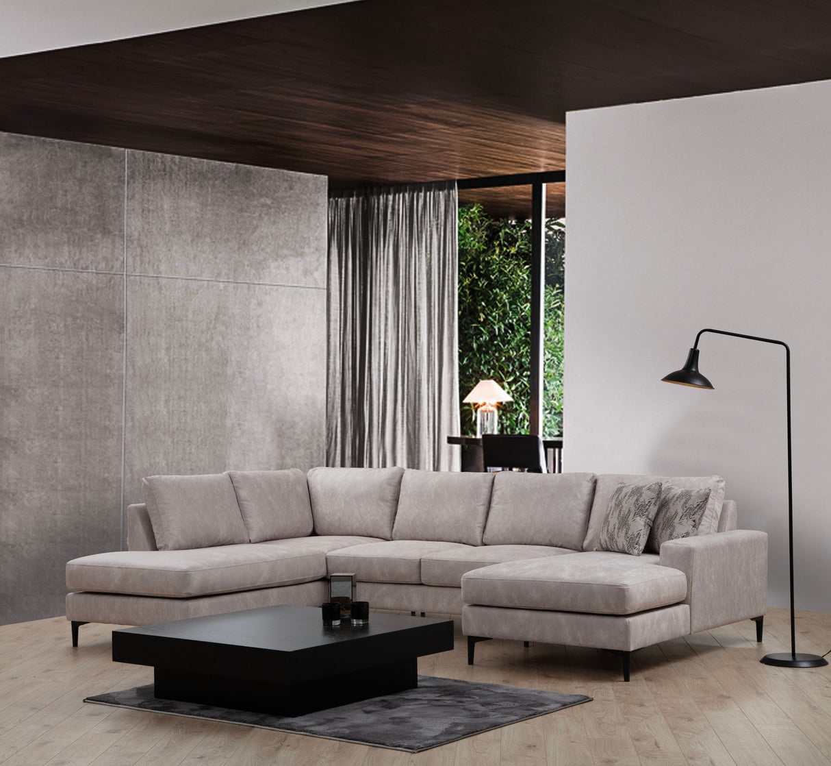 U Ecksofa Links Porto Beige