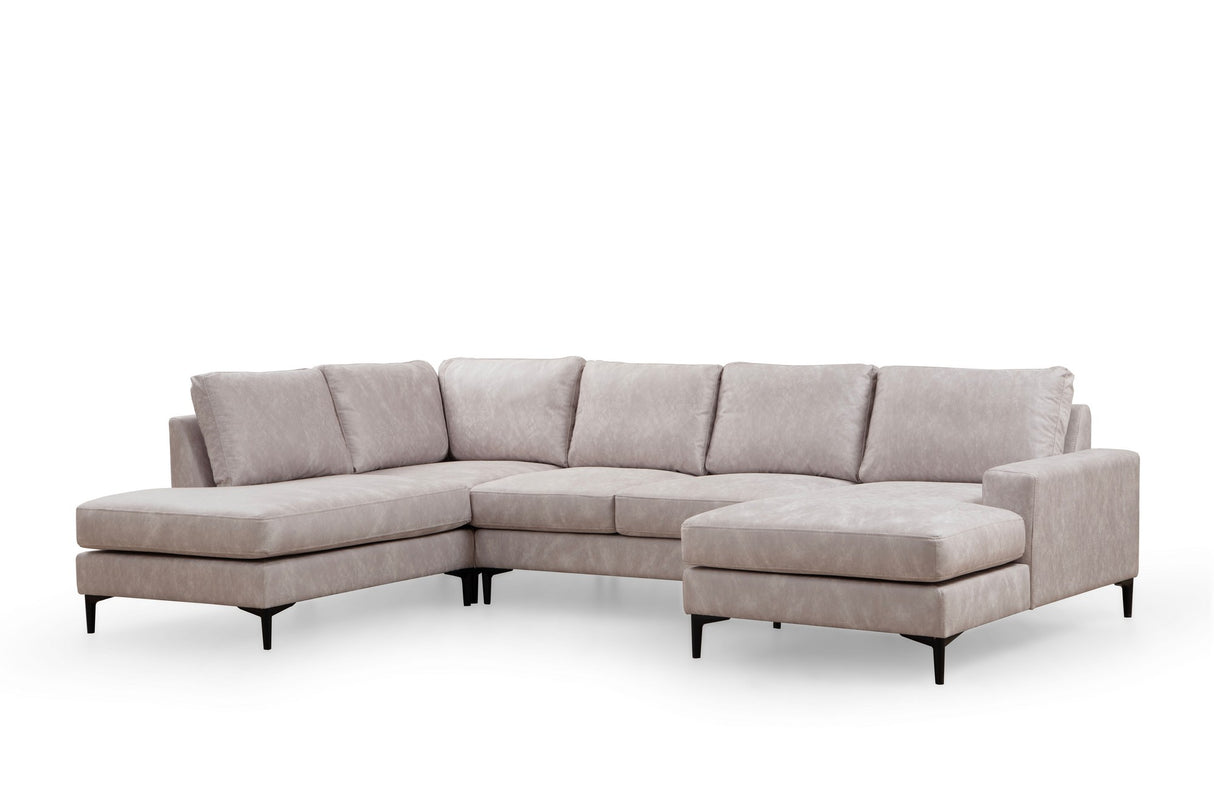 U Ecksofa Links Porto Beige