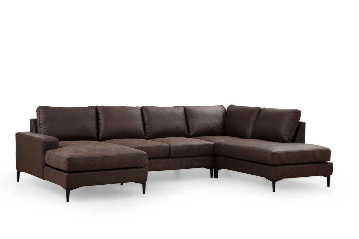 U Ecksofa Rechts Porto Braun