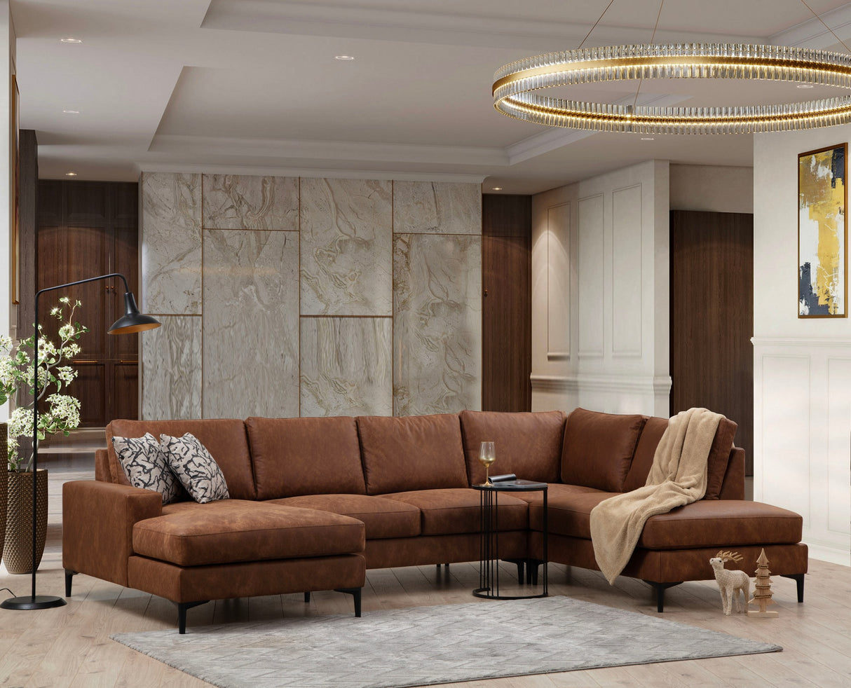 U Ecksofa Rechts Porto Camel