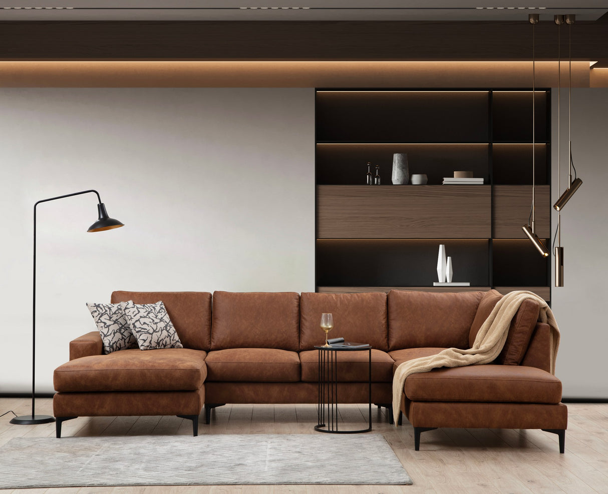 U Ecksofa Rechts Porto Camel