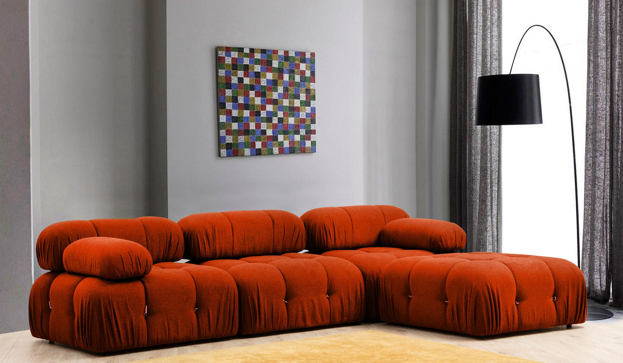 Modulares XXL-Ecksofa Bubble mit Hocker - orange rot
