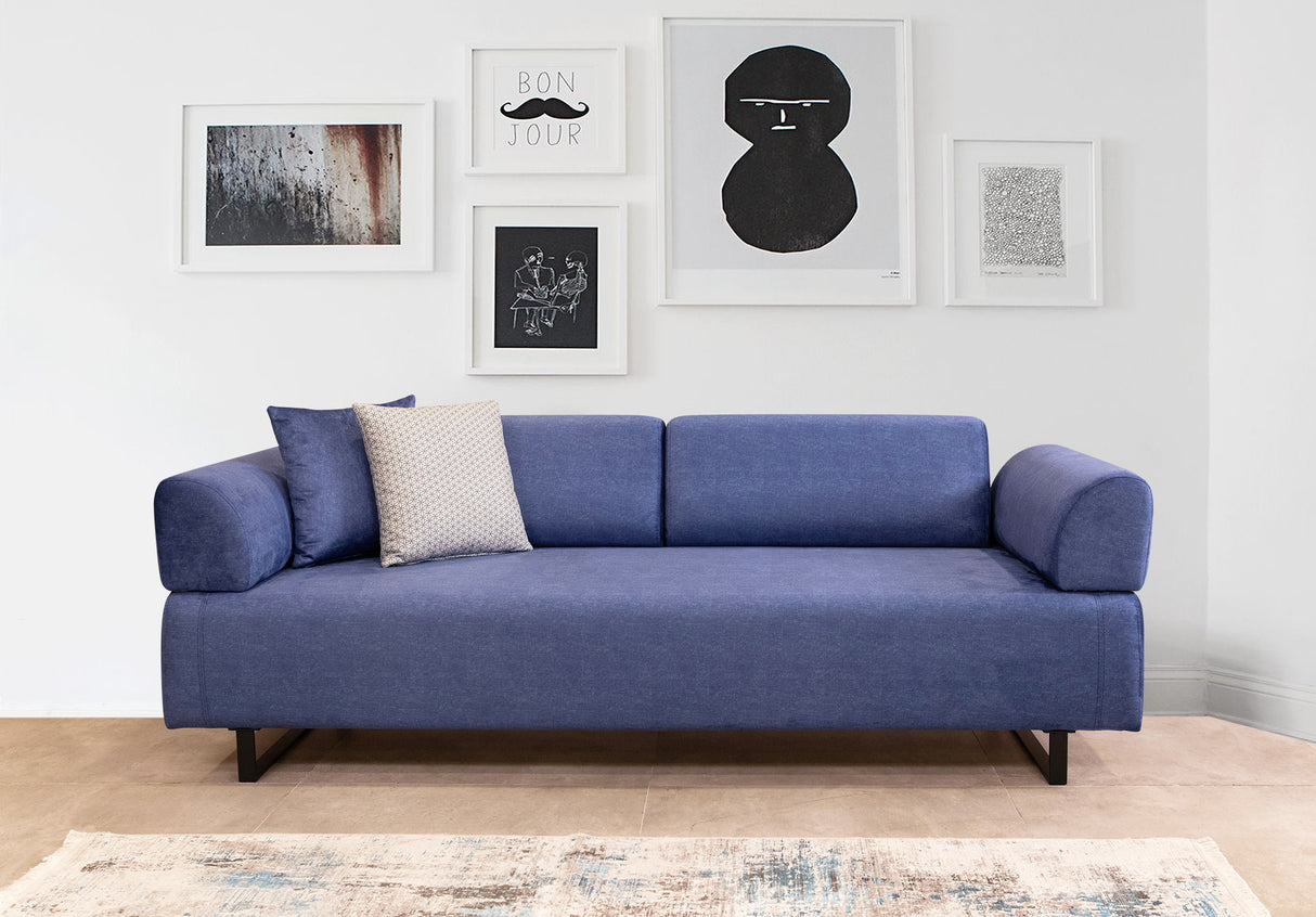 3-Sitzer Schlafsofa Infinity Stoff Blau