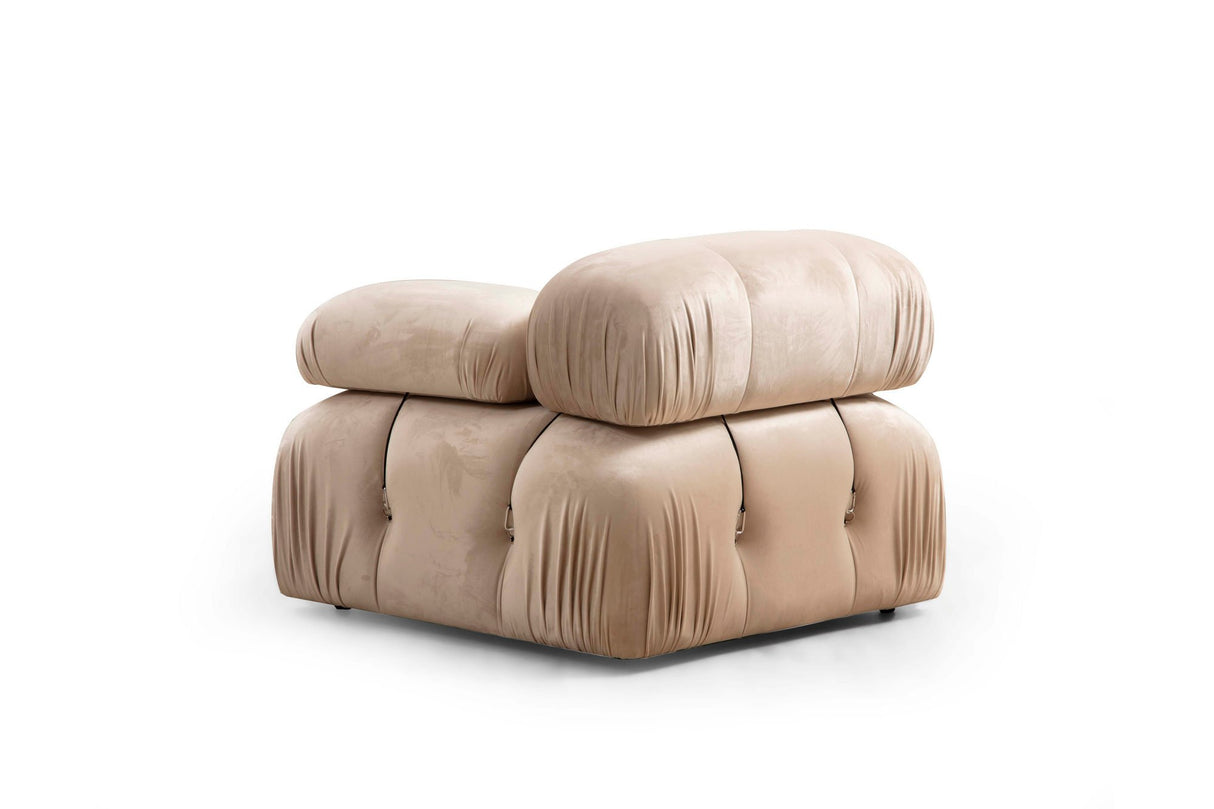 Modulares XXL-Ecksofa Bubble mit Hocker - Samt Beige
