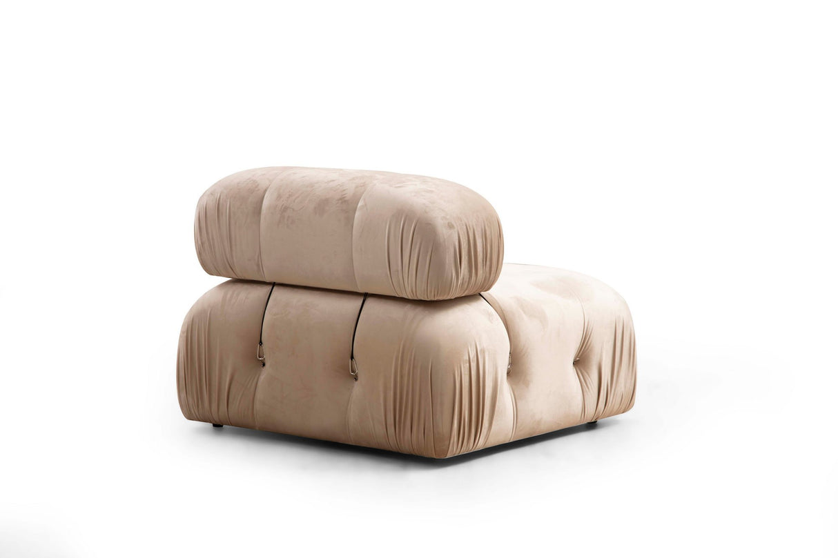 Modulares XXL-Ecksofa Bubble mit Hocker - Samt Beige