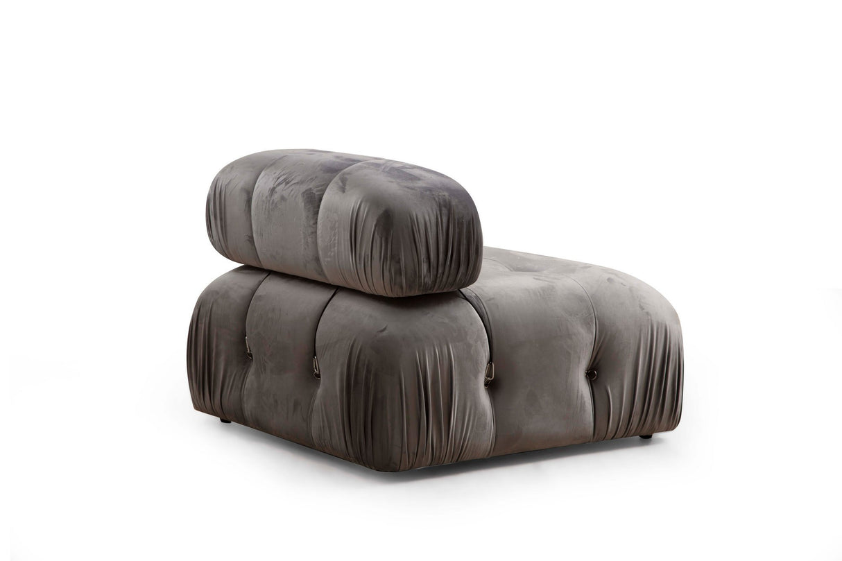 Modulares XXL-Ecksofa Bubble mit Hocker - Samtgrau