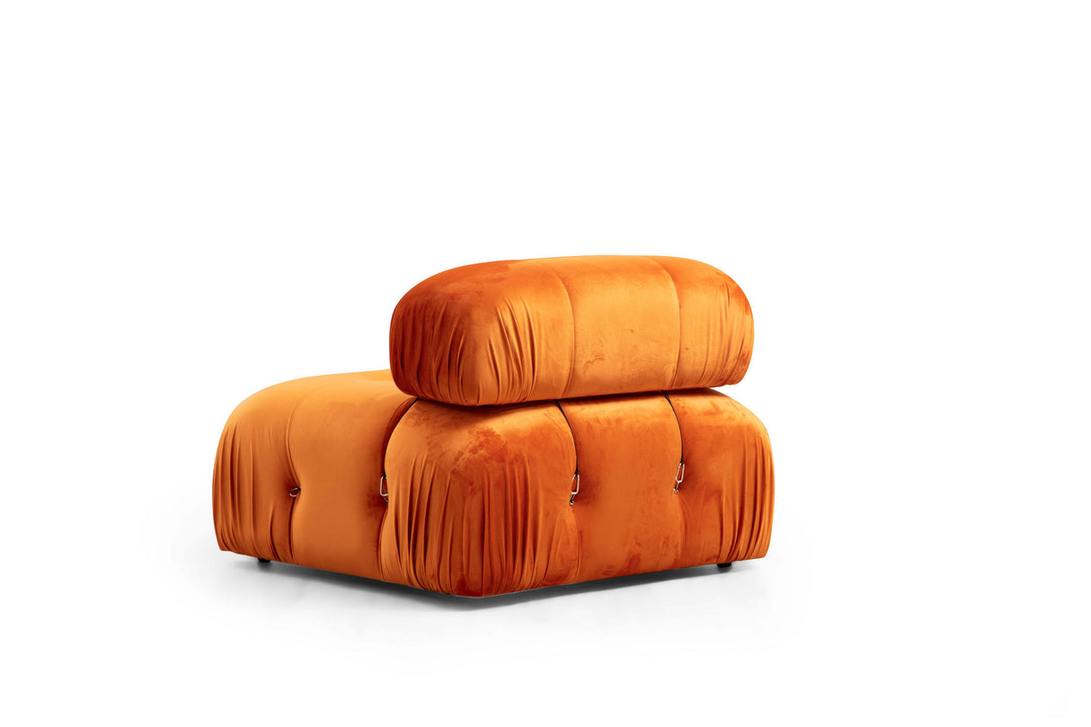 Modulares XXL-Ecksofa Bubble mit Hocker - Samt orange