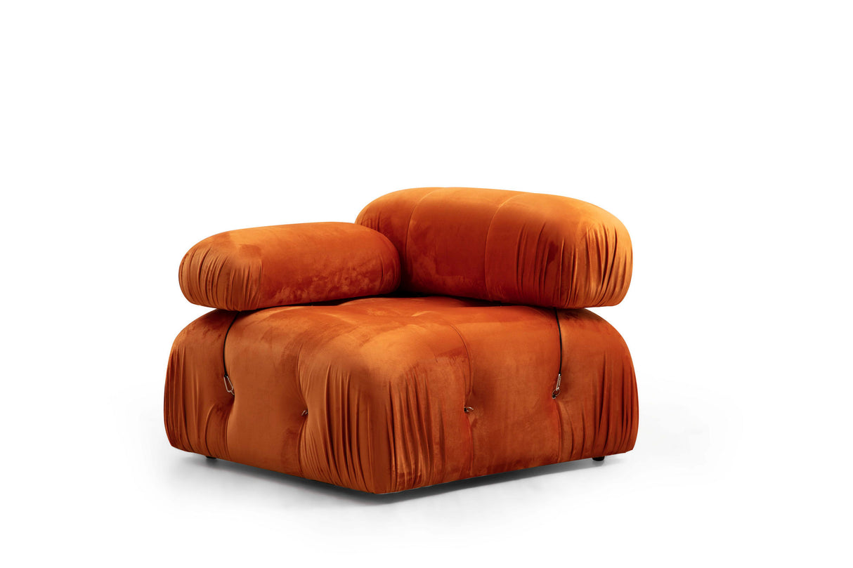 Modulares XXL-Ecksofa Bubble mit Hocker - Samt orange