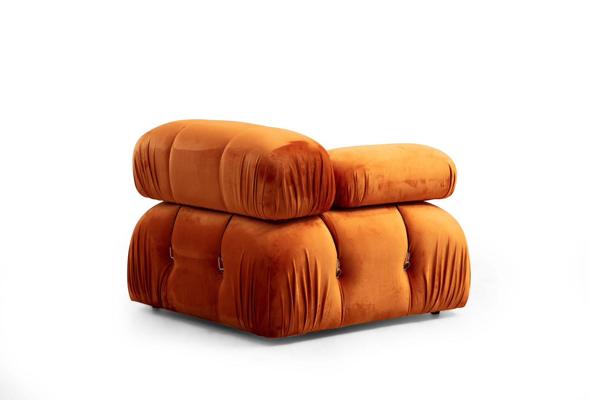 Modulares XXL-Ecksofa Bubble mit Hocker - Samt orange