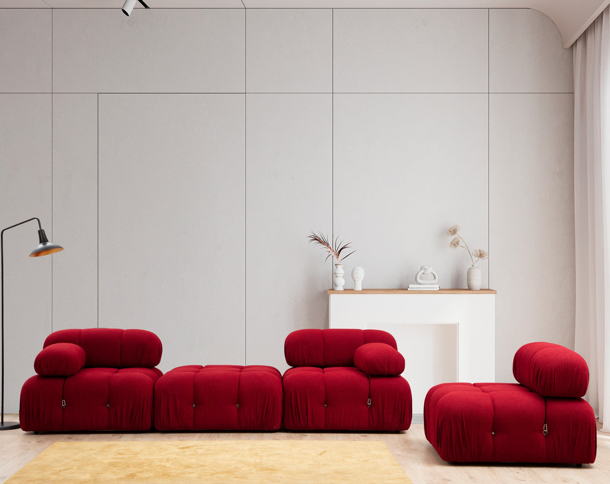 Modulares XXL-Ecksofa Bubble mit Hocker - Samt rot