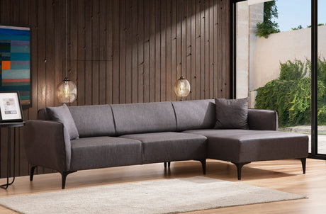 Rechtes Ecksofa Belissimo Dunkelgrau