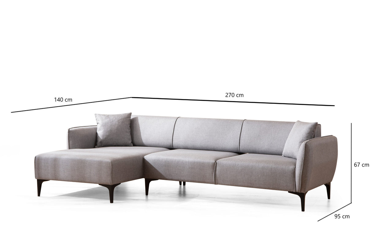 Ecksofa links Belissimo Grau