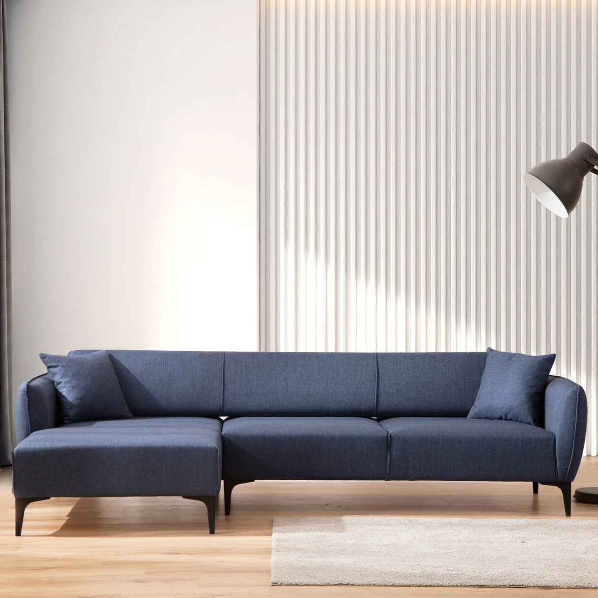 Ecksofa links Belissimo Blau