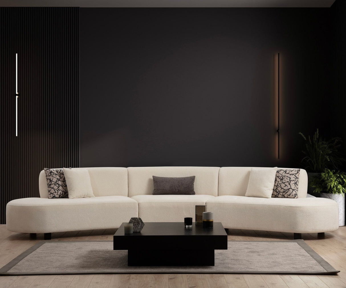 Ecksofa Beigefarbener Stoff organisch Pars - XXXL 390 cm