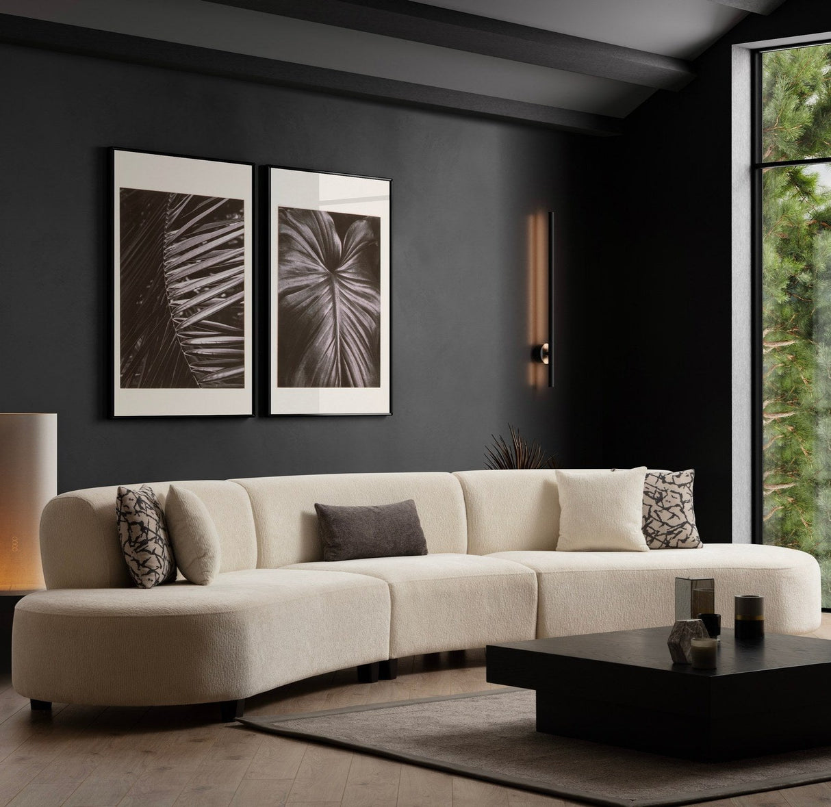 Ecksofa Beigefarbener Stoff organisch Pars - XXXL 390 cm