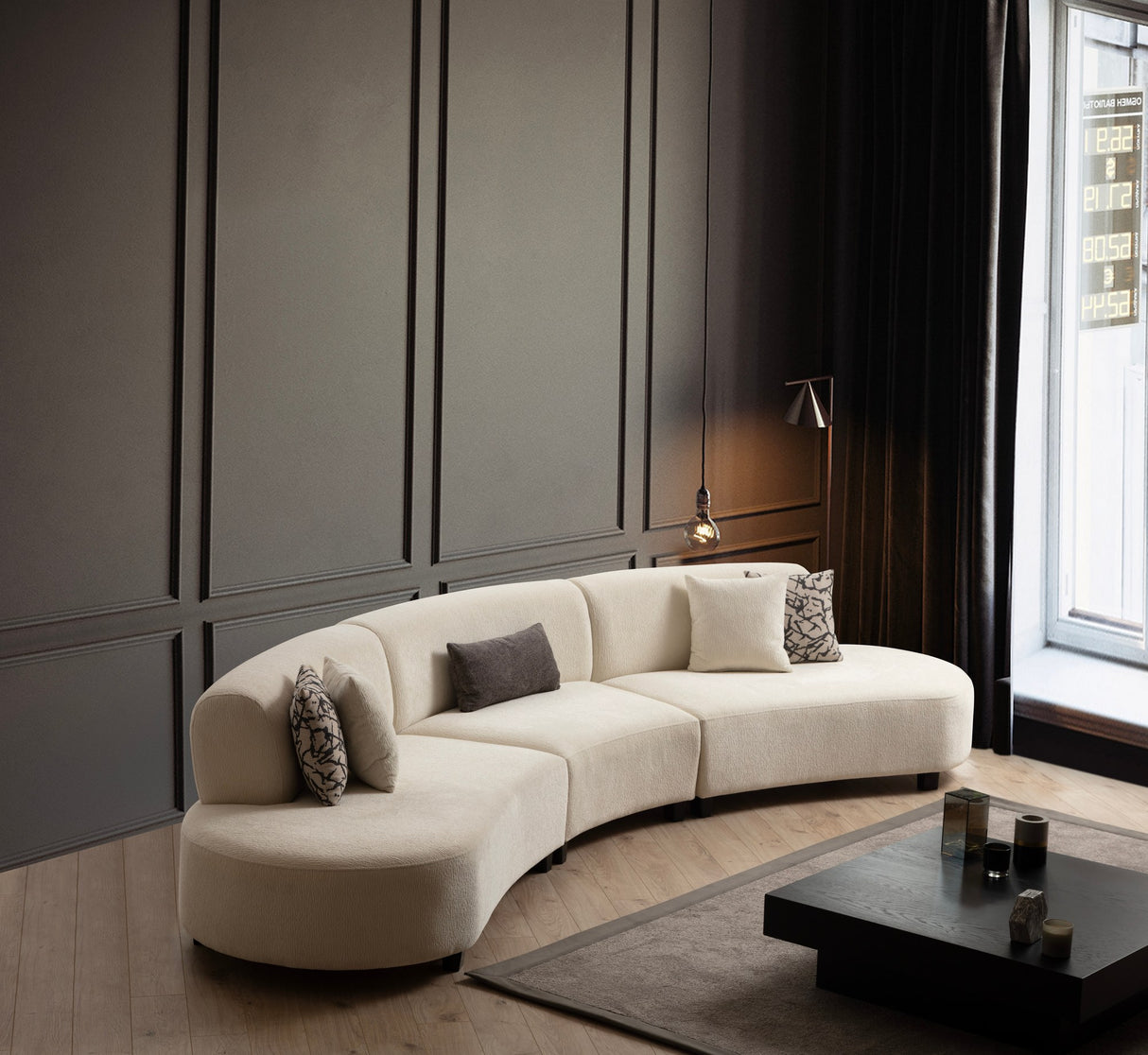 Ecksofa Beigefarbener Stoff organisch Pars - XXXL 390 cm