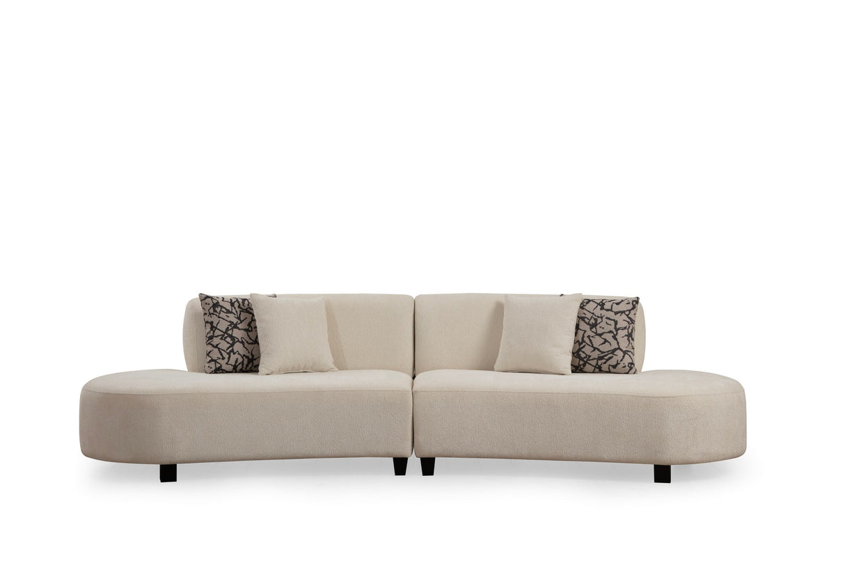 Ecksofa Beige gemusterter Stoff organisch Pars - XXXL 300 cm