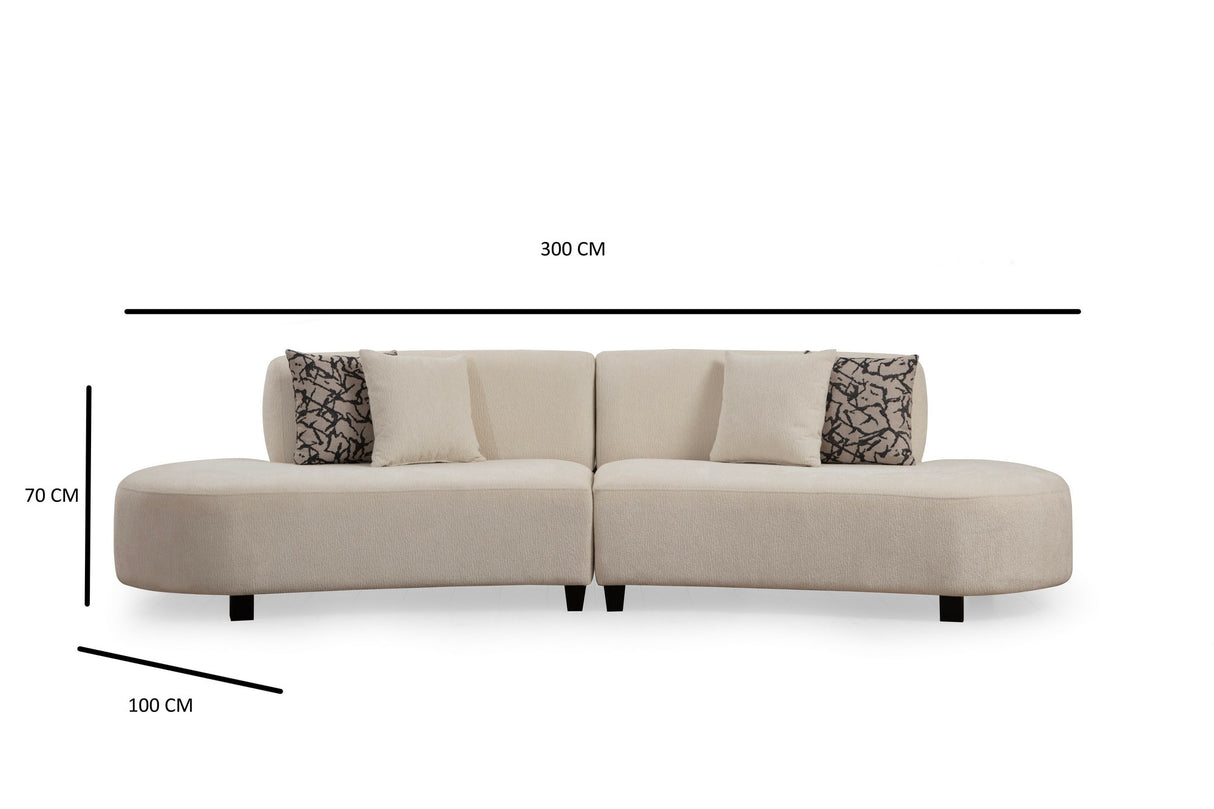 Ecksofa Beige gemusterter Stoff organisch Pars - XXXL 300 cm