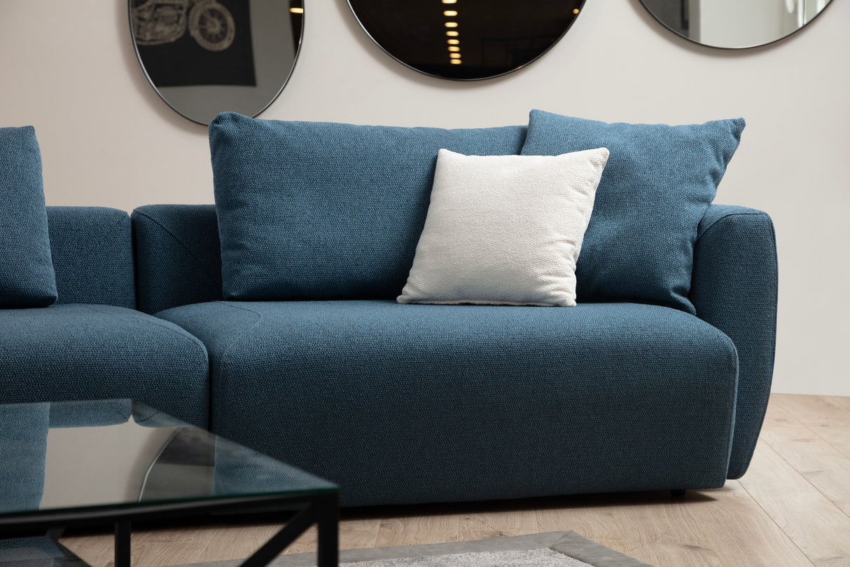 Ecksofa Links Maya Blau XL - Mit Couchtisch