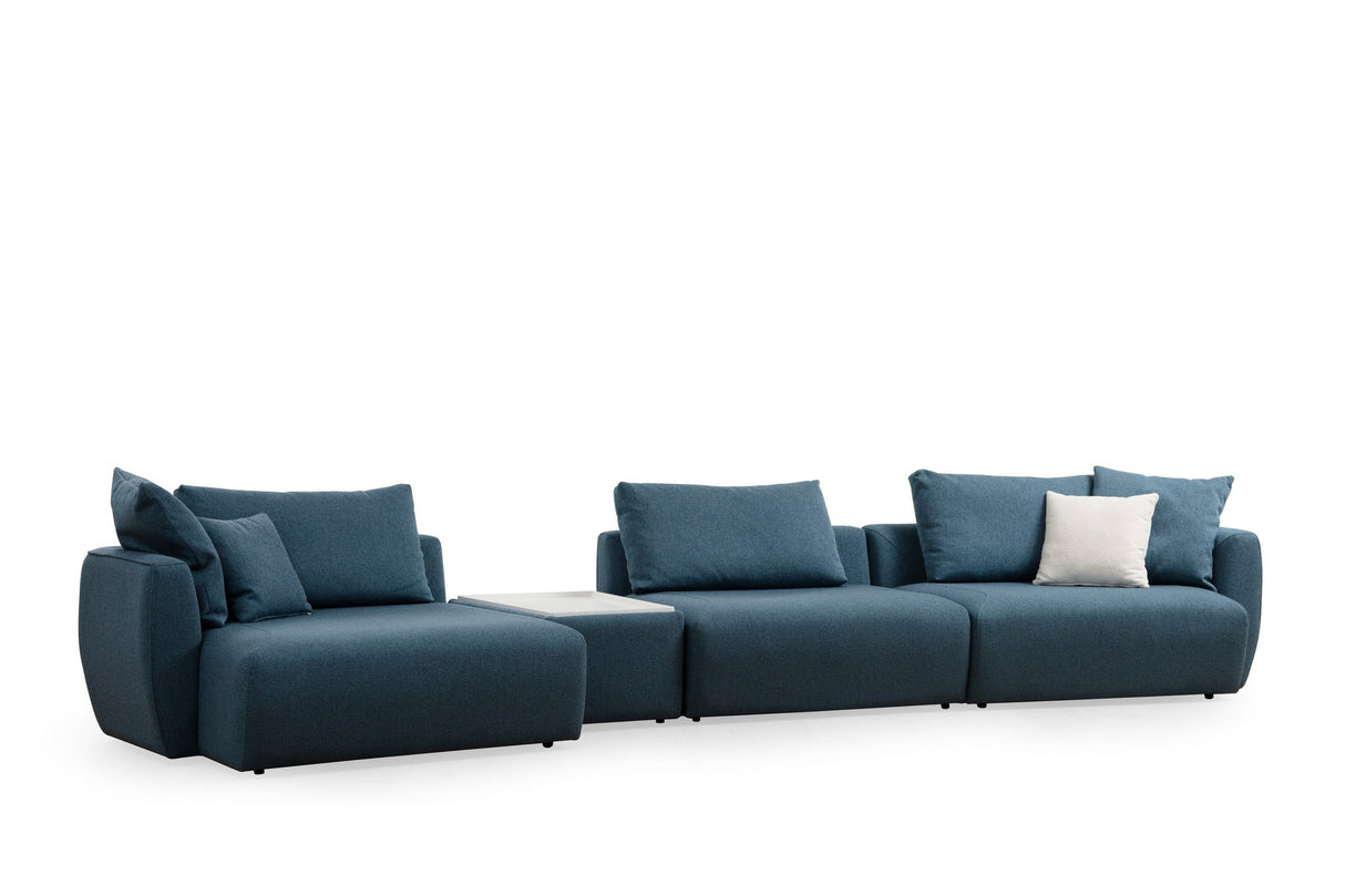 Ecksofa Links Maya Blau XL - Mit Couchtisch