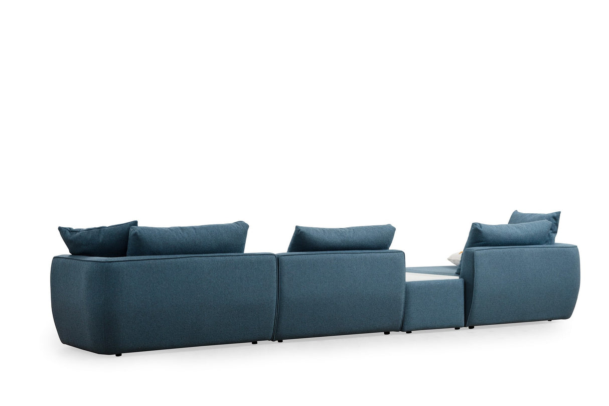 Ecksofa Links Maya Blau XL - Mit Couchtisch
