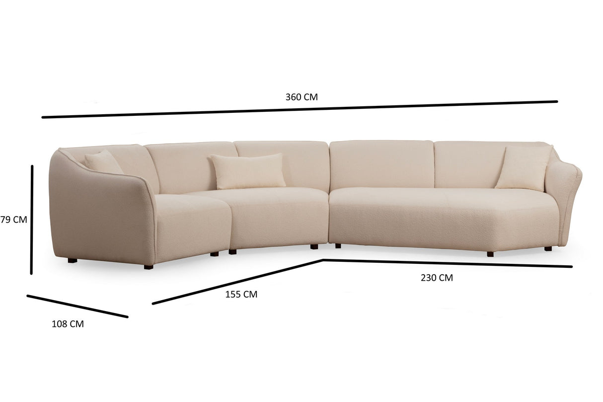 4-Sitzer Ecksofa Mentis Crème