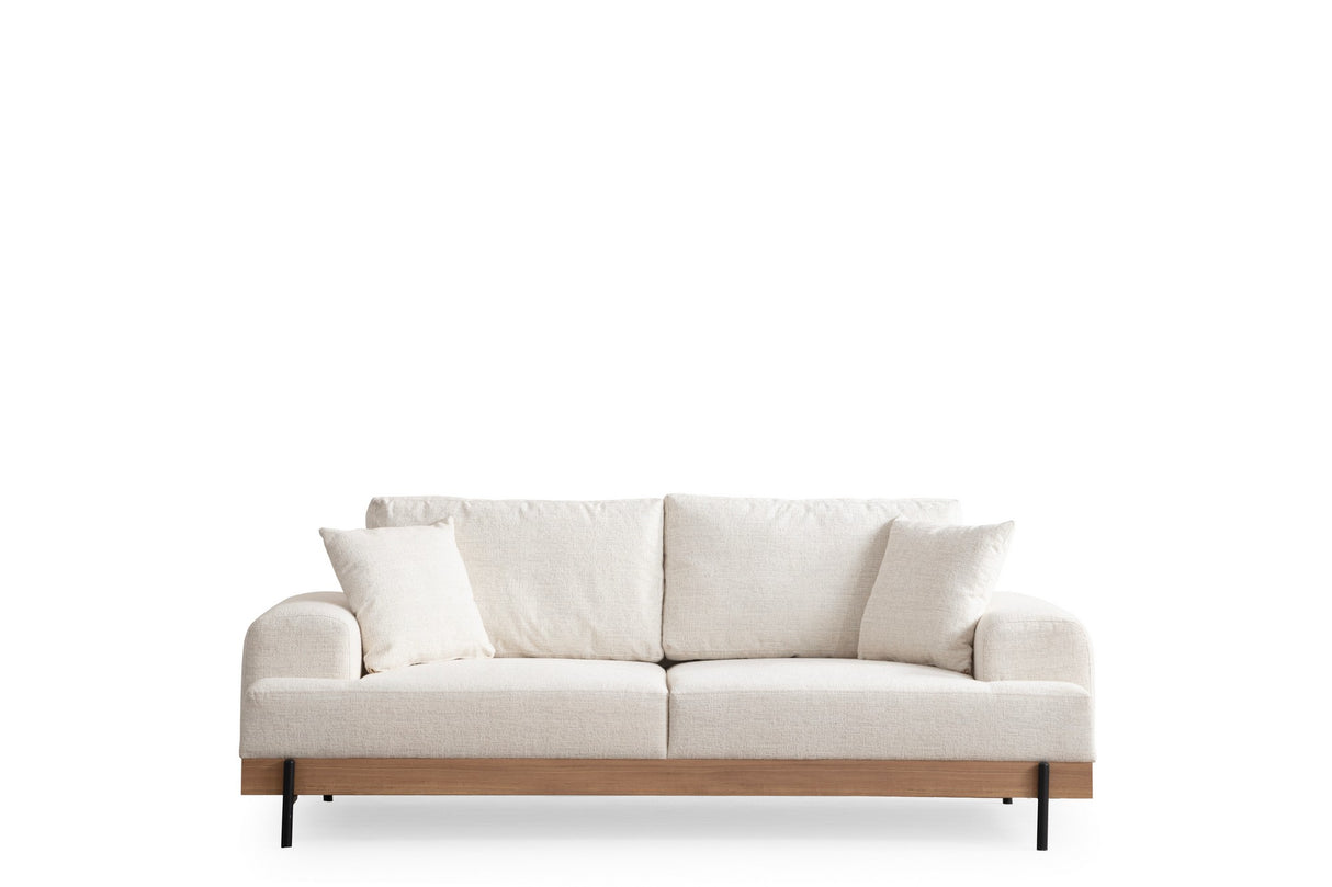 3-Sitzer Sofa Eti Weiß - Naturholzrahmen