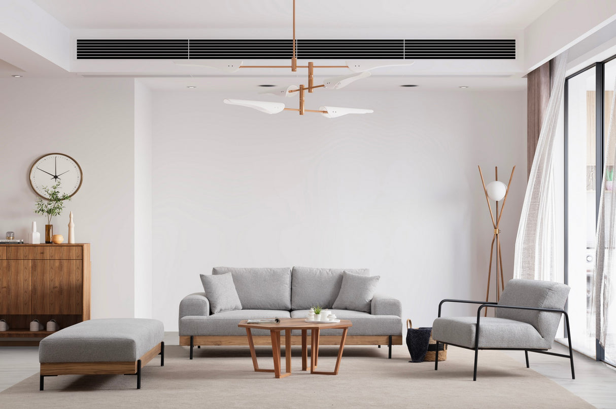 3-Sitzer Sofa Eti Grau - Naturholzrahmen